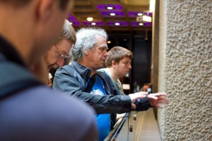 Fabian giving a tour of the Barbican Centre during Wikimania 2014